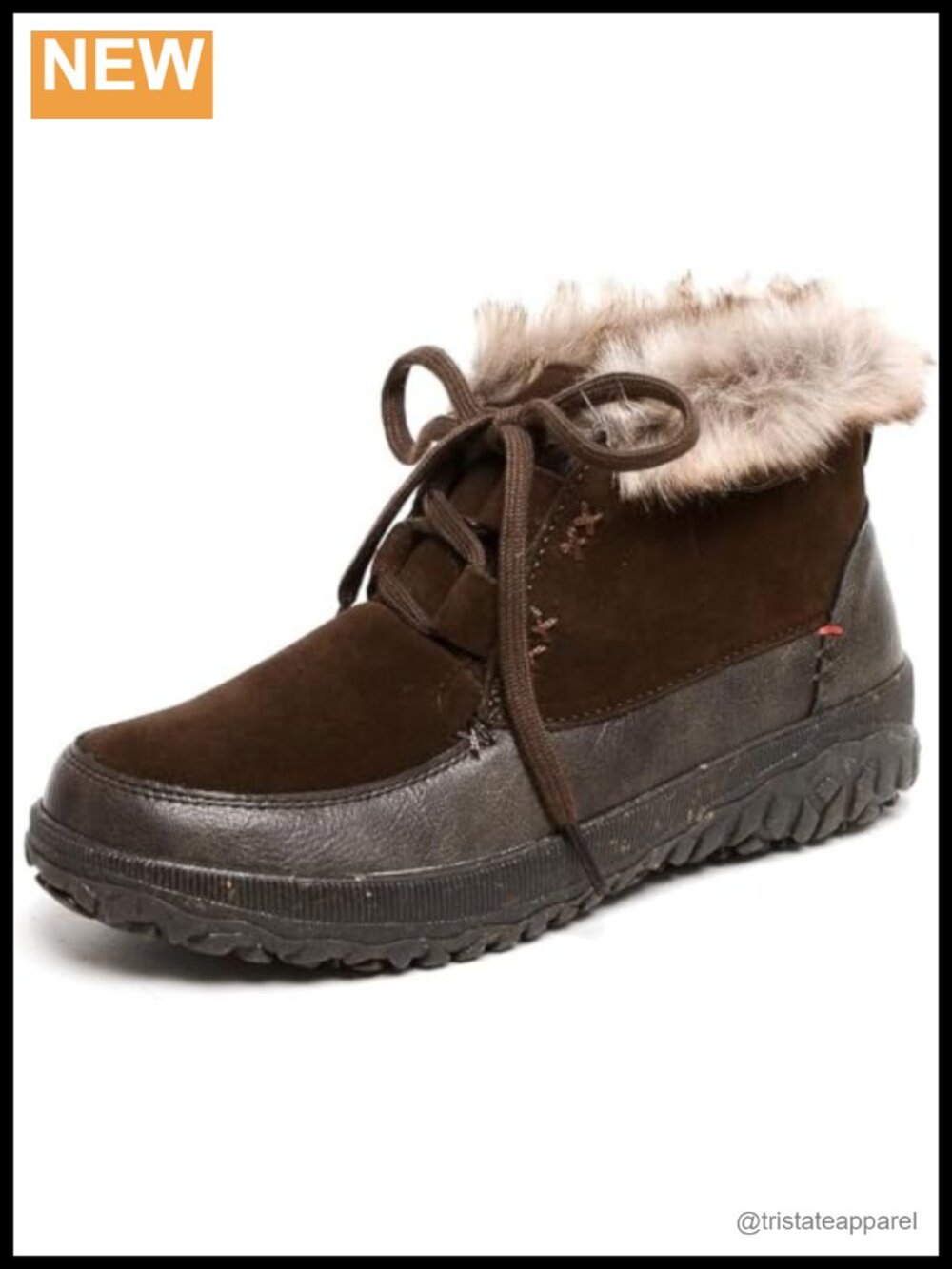 Women's Lace-Up Faux Fur Winter Ankle Boots Water Resistant Suede